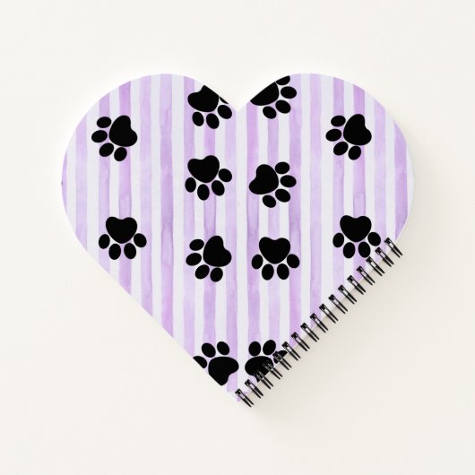  Kittens & poten, paarse strepen hartvorm Notitieboek (Achterkant)