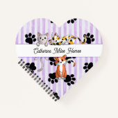  Kittens & poten, paarse strepen hartvorm Notitieboek (Voorkant)