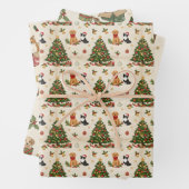 Kittens, Puppies, and Christmas Trees Pattern Inpakpapier Vel (In situ)