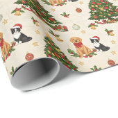 Kittens, Puppies en Kerstbomen Patroon Cadeaupapier (Rol Hoek)