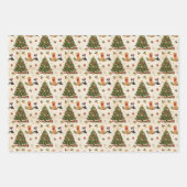 Kittens, Puppies en Kerstbomen Patroon Inpakpapier Vel (Voorkant)