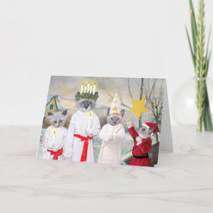Kittens Santa Lucia-viering Vakantiewenskaart Feestdagen Kaart