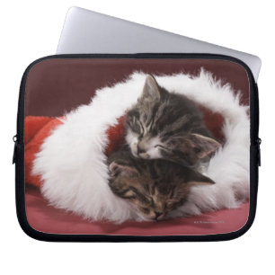 Kittens slapen samen in het kerstpet laptop sleeve