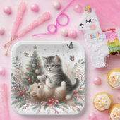 Kittens speelse kerst papieren bordje (Feest)