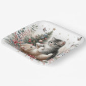 Kittens speelse kerst papieren bordje (Gebogen)