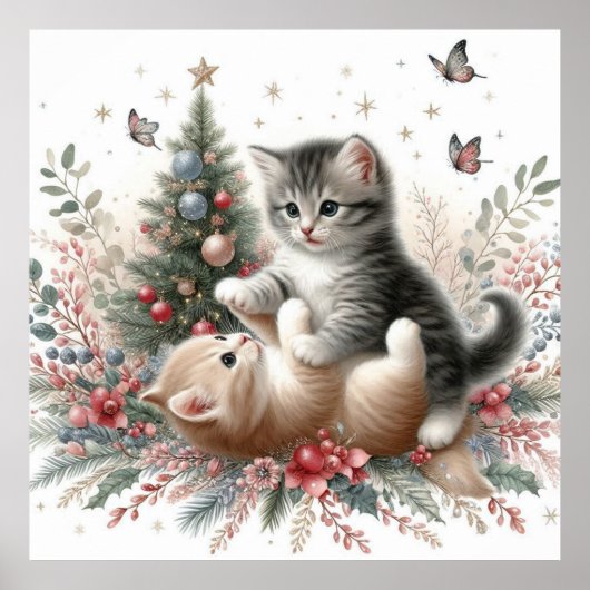 Kittens speelse kerst poster (Voorkant)