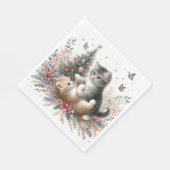 Kittens speelse kerst servet (Hoek)