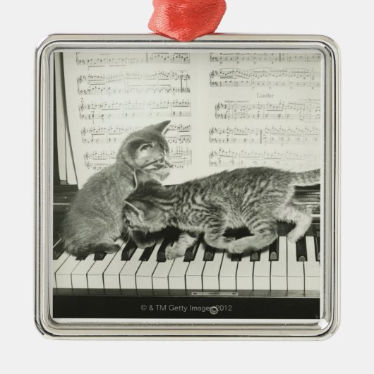 Kittens spelen de piano metalen ornament (Voorkant)