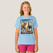 Kittens spelen in Garden Cat Lover T-shirt (Voorkant volledig)