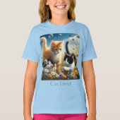 Kittens spelen in Garden Cat Lover T-shirt (Voorkant)