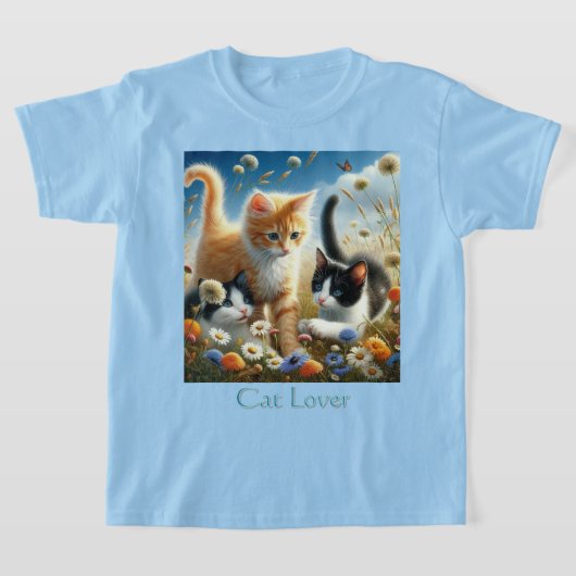 Kittens spelen in Garden Cat Lover T-shirt (Laagn)