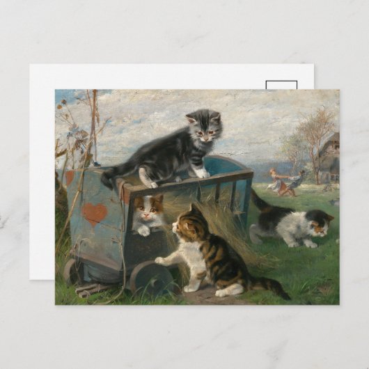 Kittens spelen | Julius Adam de Jongere Briefkaart (Voorkant / Achterkant)