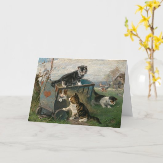 Kittens spelen | Julius Adam de Jongere Kaart (Gele Bloem)