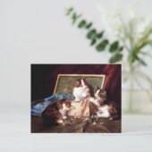 Kittens spelen met een naaidoosschilderij briefkaart (Staand voorkant)