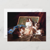Kittens spelen met een naaidoosschilderij briefkaart (Voorkant / Achterkant)