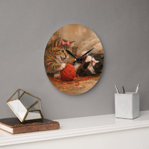 Kittens Spelend met Garens Acryl Ronde Wandklok
