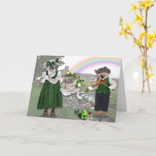 Kitten's St. Patrick's Day Wenskaart Kaart (Gele Bloem)