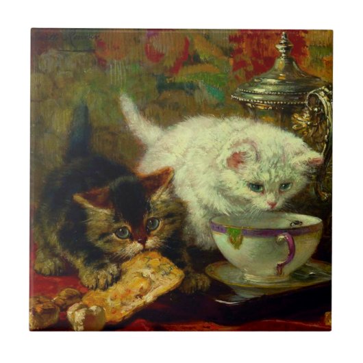 Kittens Tea Party Tegeltje (Voorkant)