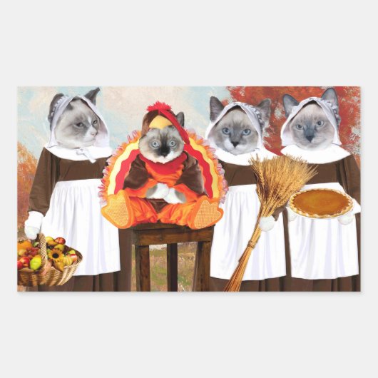 Kittens Thanksgiving Rechthoek Stickers (Voorkant)