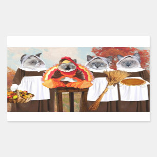 Kittens Thanksgiving Rechthoek Stickers