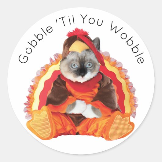 Kittens Thanksgiving Ronde Stickers (Voorkant)