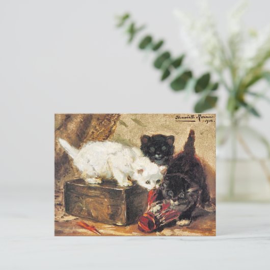 Kittens -Thee voor twee - Cat Painting Briefkaart (Staand voorkant)