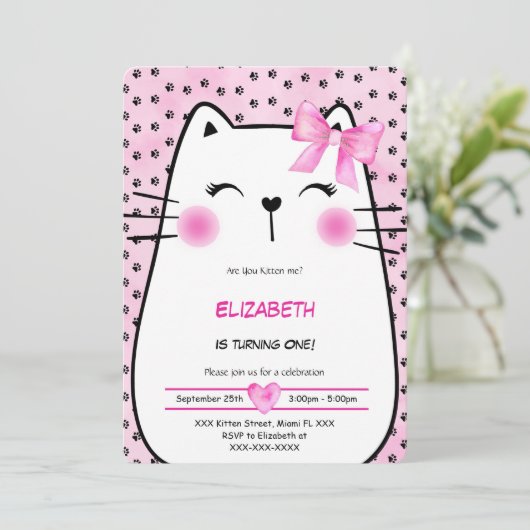 Kittens Uitnodiging (Staand voorkant)