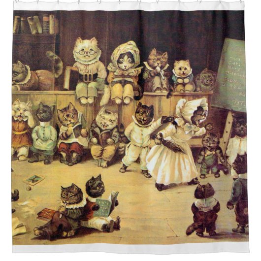 Kittens van een Cat's School, Louis Wain Douchegordijn (Voorkant)