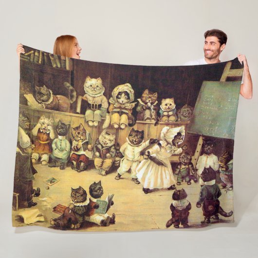 Kittens van een Cat's School, Louis Wain Fleece Deken (In situ)