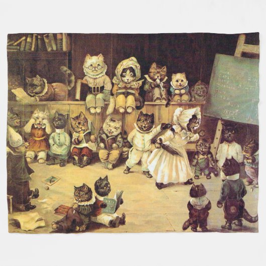 Kittens van een Cat's School, Louis Wain Fleece Deken (Voorkant (Horizontaal))