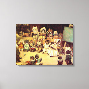 Kittens van een Kat school, Louis Wain Canvas Afdruk