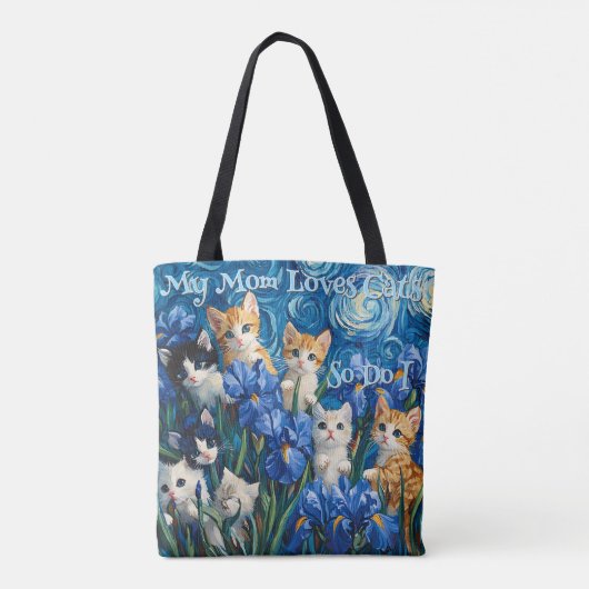 Kittens Van Gogh Style Vibe Esthetische Canvas tas (Achterkant)