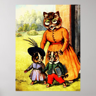 Kittens van Louis Wain naar school Poster