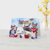Kittens Vierde juli Wenskaart Kaart (Gele Bloem)
