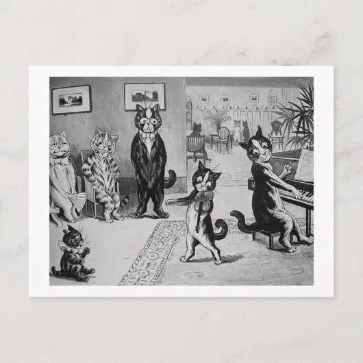 Kittens Violinist, Louis Wain Briefkaart (Voorkant)