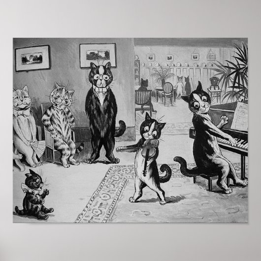 Kittens Violinist, Louis Wain Poster (Voorkant)