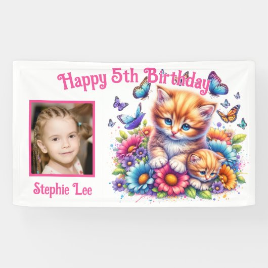 Kittens, Vlinders, Bloemen & Foto Spandoek (Horizontaal)