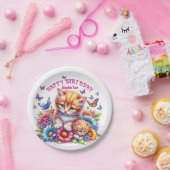 Kittens, Vlinders en Bloemen Papieren Bordje (Feest)