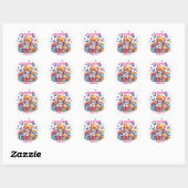 Kittens, Vlinders en Bloemen Ronde Sticker (Vel)