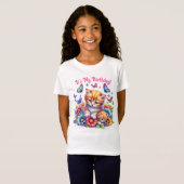 Kittens, Vlinders en Bloemen Verjaardag T-shirt (Voorkant volledig)