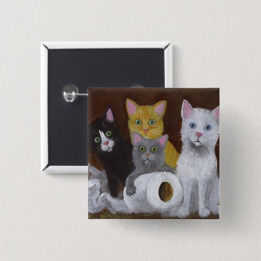 Kittens voor games vierkante button 5,1 cm (Voorkant /achterkant)