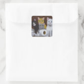 Kittens voor games vierkante sticker (Tas)