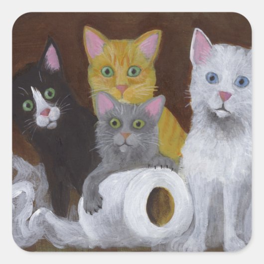 Kittens voor games vierkante sticker (Voorkant)