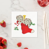Kittens voor Retro Kerstmis Servet (Insitu)