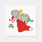 Kittens voor Retro Kerstmis Servet (Voorkant)