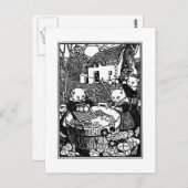 Kittens Washing Mittens Nursery Rhyme Briefkaart (Voorkant / Achterkant)