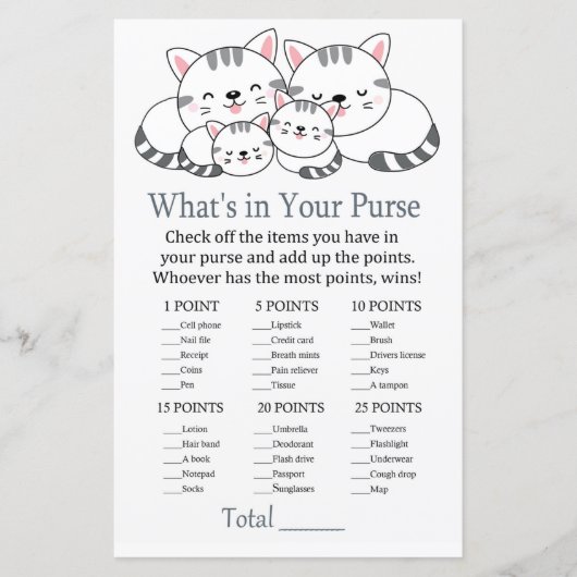 Kittens Wat zit er in je baby shower met handtas (Voorkant)