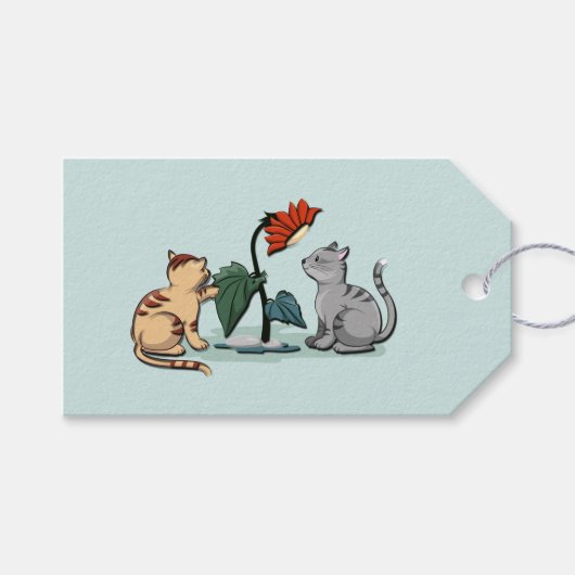 Kittens Zomerpret Bloem Game Cadeaulabel (Voorkant (Horizontaal))