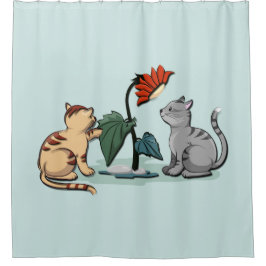 Kittens Zomerpret Bloemenspel Douchegordijn