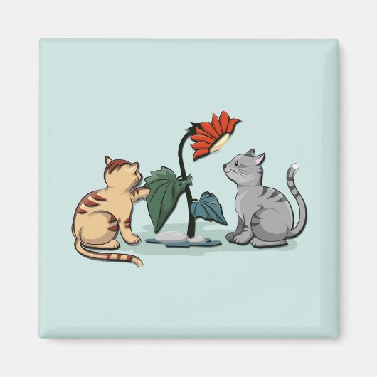 Kittens Zomerpret Zeegroene Kleur Magneet (Voorkant)